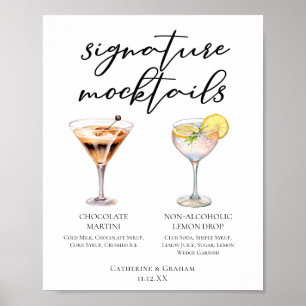 Poster Menu Mocktail Dessert Lemon Drop Martini au Chocol