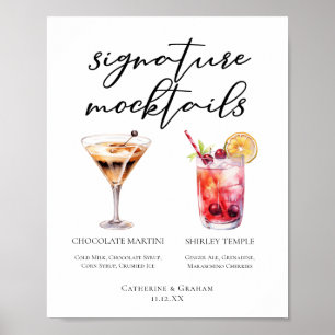 Poster Menu Mocktails Shirley Temple Martini au Chocolat