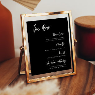 Poster Menu moderne moderne noir Mariage Bar Bar