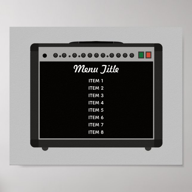 Poster Menu Roche et Rouleau de l'amplificateur de guitar (Devant)