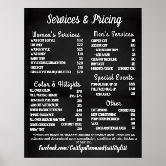 Poster Menu simple de salon