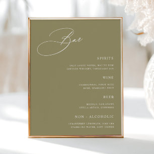 Poster Menu simple Matcha Green Mariage Bar
