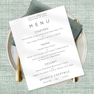 Poster Menu Simple Texte noir blanc ou tout Mariage coule
