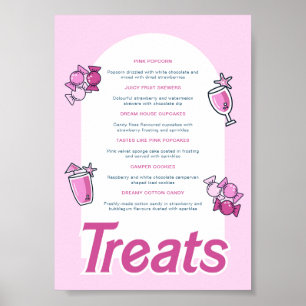 Poster Menu Soins sucrés à la fête rose