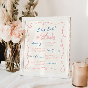 Poster Menu Whimsical Main Drake Pink & Blue