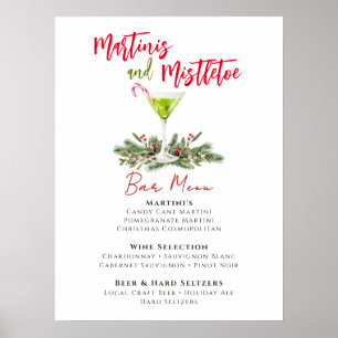 Poster Menus de bar de fête de Martinis et Gui