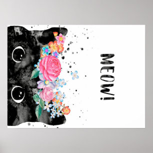 Poster Meow Peeking Chat, Kitten Amoureux des chats Idée