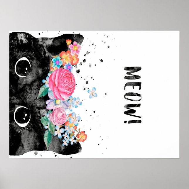 Poster Meow Peeking Chat, Kitten Amoureux des chats Idée  (Devant)