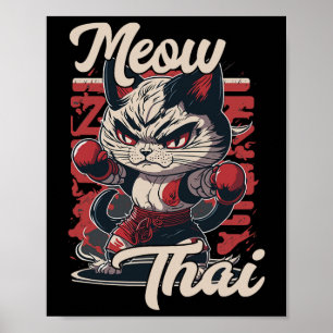 Poster Meow Thai Fighter Chat Muay Thai Boxe Chat Pour Ho