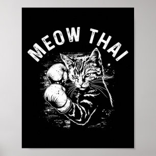 Poster Meow Thai Funny Muay Thai Boxe Chat Arts Martiaux