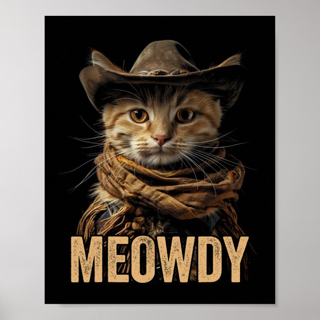 Poster Meowdy Chat Chemise Meowdy Cowboy Chat Pays Ouest (Devant)