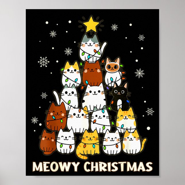 Poster Meowy Christmas Tree Merry Catmas Cat Lover For Me (Devant)