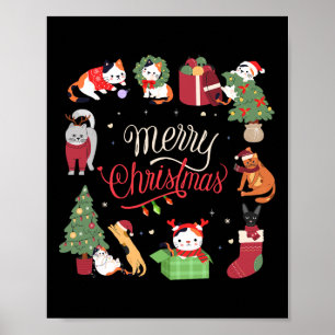 Poster Meowy Noël Chat de Noël Filles de Noël Garçons Fun
