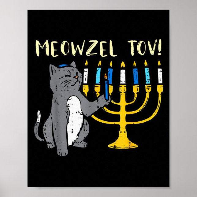 Poster Meowzel Tov Jewish Cat Funny Hanukkah Chanukah Pjs (Devant)