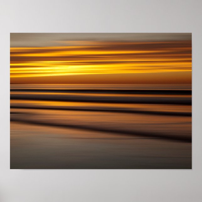Poster Mer Abstraite au coucher du soleil, CA (Devant)
