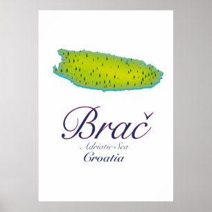 Poster Mer Adriatique de Brač, Croatie carte
