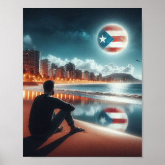 Poster Mer Aunque de Boricua en la Luna