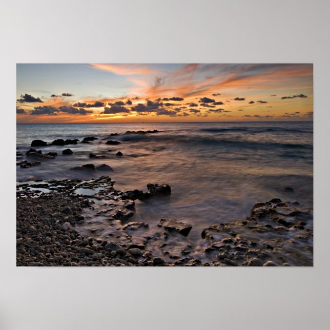 Poster Mer des Caraïbes, îles Caïmans. Ondes de fracassag (Devant)