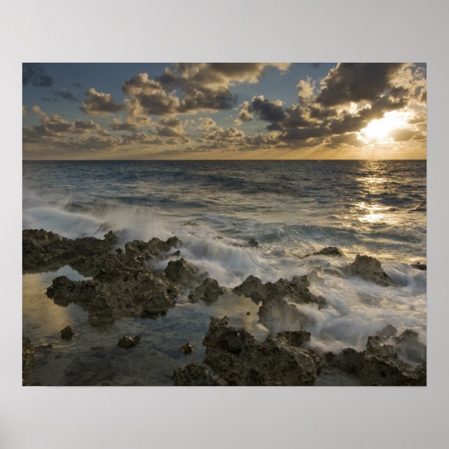 Poster Mer des Caraïbes, îles Caïmans. Ondes de fracassag (Devant)