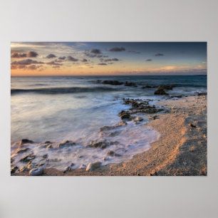 Poster Mer des Caraïbes, Îles Caïmans. Vagues déferlantes