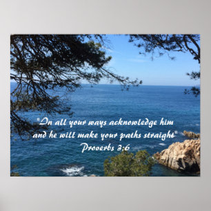 Poster Mer Méditerranée avec verset des Écritures