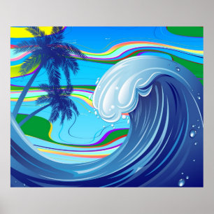 Poster Mer Océan Grande Vague Eau