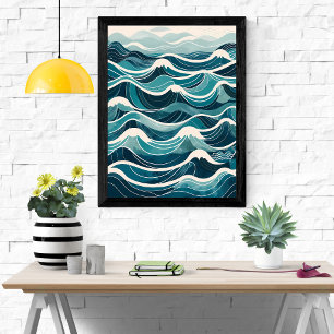 Poster Mer Sérénissime : une vague d'aquarelle