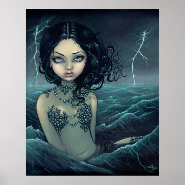 Poster Mer Storm gothique sirène Imprimer (Devant)