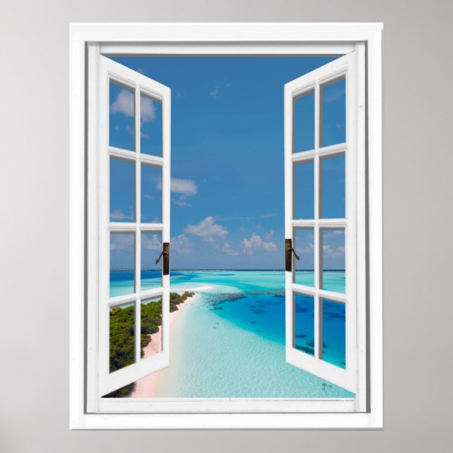 Poster Mer tropicale et ciel bleu Vue artificielle de la  (Devant)