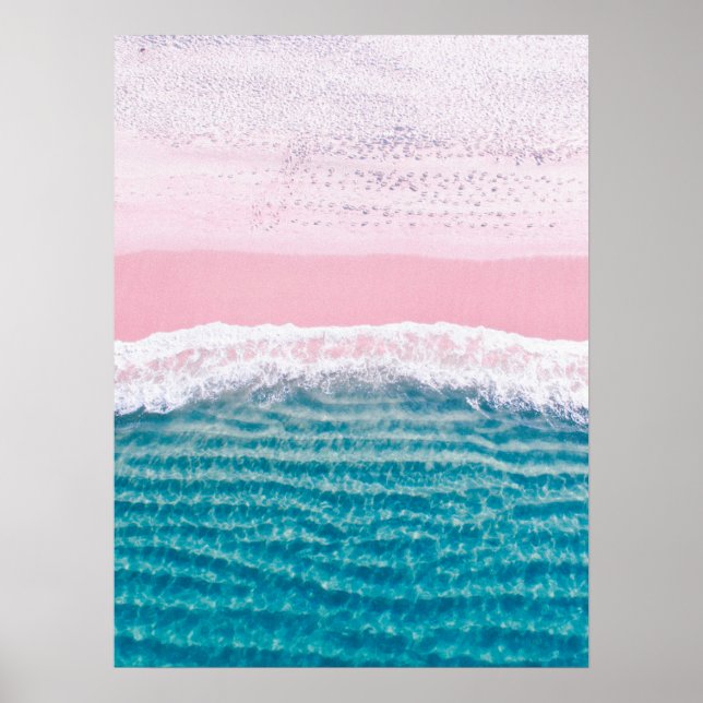 Poster Mer turquoise de sable rose (Devant)