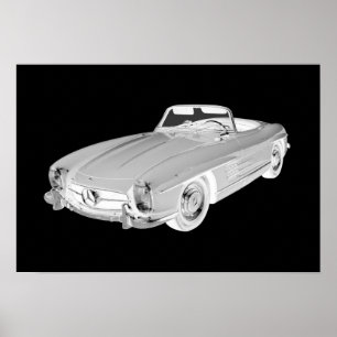 Poster Mercedes Benz 300 SL Convertible Car Art