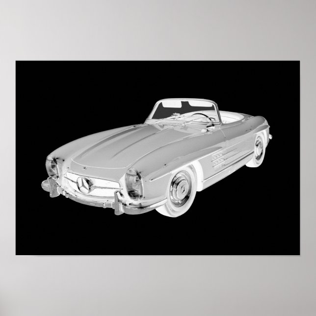 Poster Mercedes Benz 300 SL Convertible Car Art (Devant)