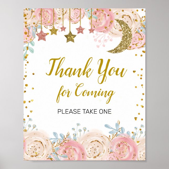 Poster Merci à scintillement or pour le signal à venir (Devant)