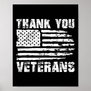 Poster Merci Anciens Combattants Drapeau Américain Fiers