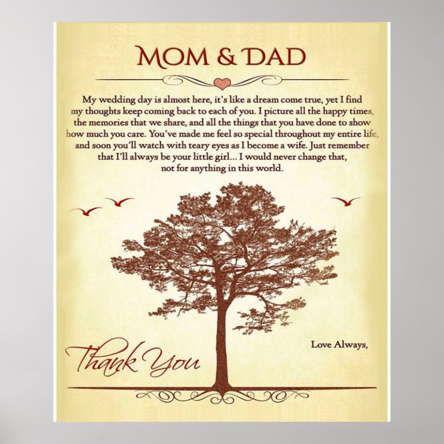 Poster Merci Cadeau Maman et Papa, Cadeau Mère/Fête des p (Devant)