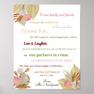 Poster Merci d'accueil de mariage de Bohême