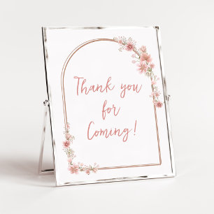 Poster Merci d'arc floral rose pour venir