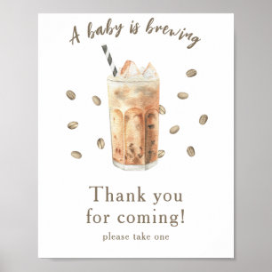 Poster Merci de baby shower de café glacé pour venir