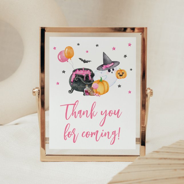 Poster Merci de Baby shower de fille de petit garçon pour (Ghost Halloween Baby Shower Thank you for Coming Sign)