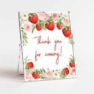 Poster Merci de Baby shower de fraise pour venir