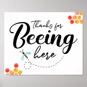 Poster Merci de Beeing Here Party Sign