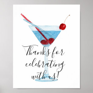 Poster Merci De Célébrer Avec Nous Cocktail Verre Mur
