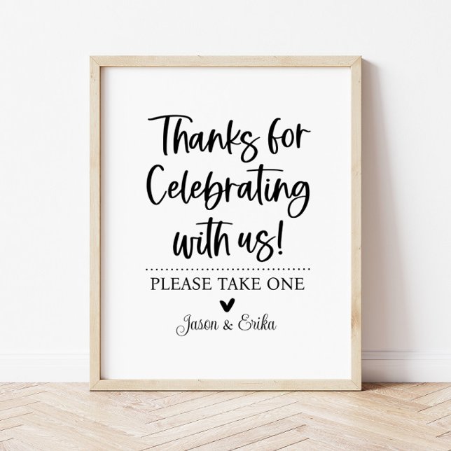 Poster Merci de célébrer avec nous Party Favor Sign (Créateur téléchargé)