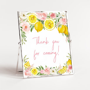 Poster Merci de citron rose floral pour venir
