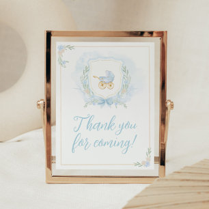 Poster Merci de crête bleu aquarelle pour venir