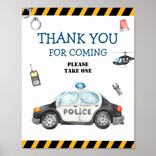 Poster Merci de fête d'anniversaire de la police de l'enf (Devant)