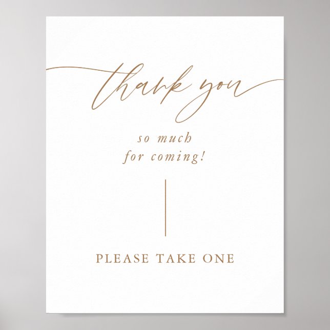 Poster Merci de Mariage numérique Gold pour le signe à ve (Devant)