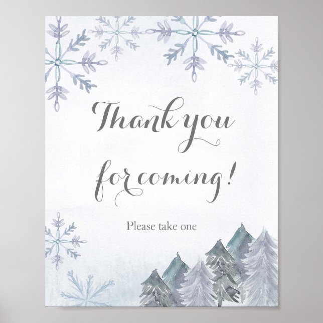 Poster Merci de Noël d'hiver pour venir Favoriser (Devant)