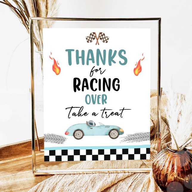Poster Merci de Racing Over Race Car Two Fast Birthday (Créateur téléchargé)