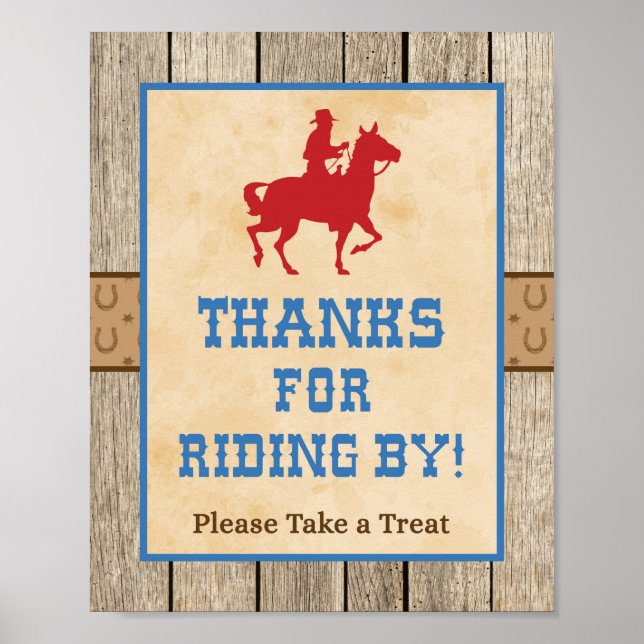 Poster Merci de Riding By Cowboy Western Sign (Devant)